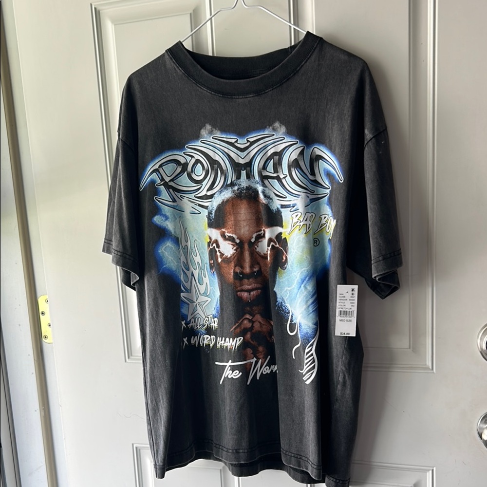 Black Short Sleeve Tee with Artistic Design